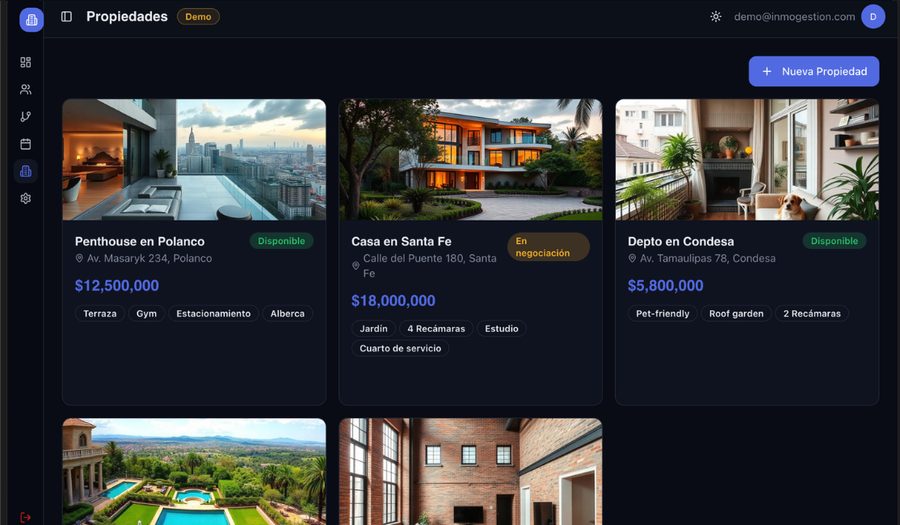 Panel de Gestión Inmobiliaria · InmoGestión · captura 5